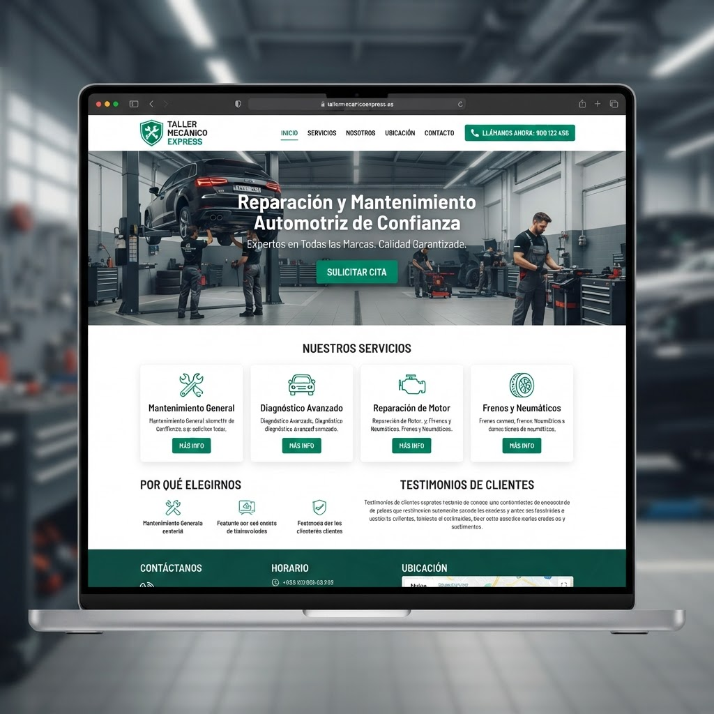 Diseño web para Taller Montjuïc, Taller mecánico